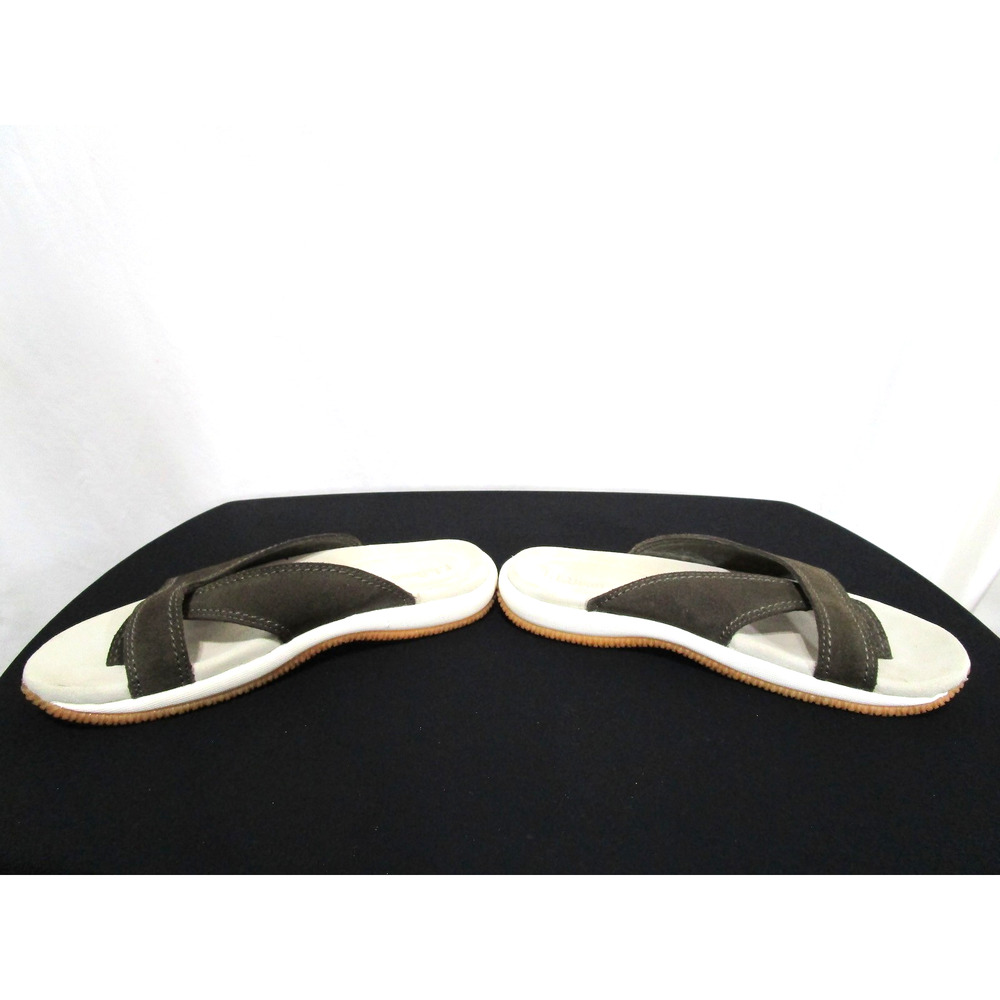 L.L. Bean Olive Green Suede Leather Toe Loop Slide Sandals Women Sz 8 - Picture 5 of 11